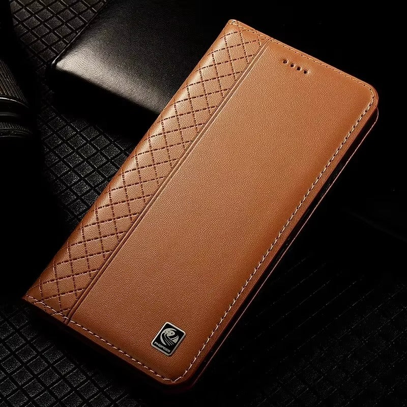 Premium iPhone Case Genuine Nappa Leather Wallet Flip Cover Card Holder Magnetic Closure Shockproof Protection Full Body Slim Business Design