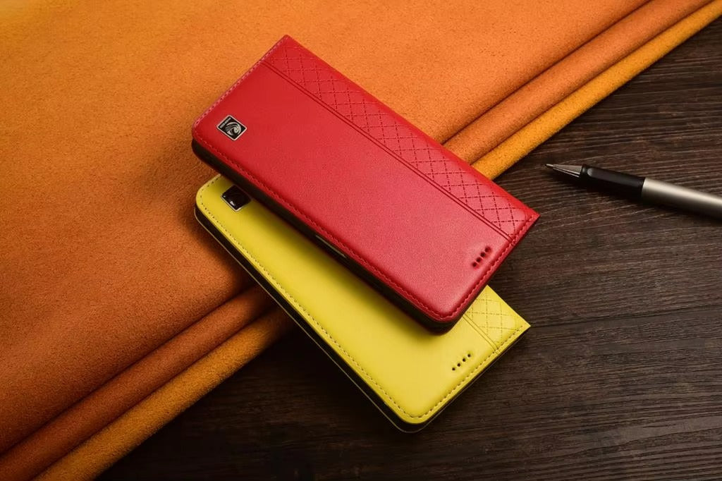 Premium iPhone Case Genuine Nappa Leather Wallet Flip Cover Card Holder Magnetic Closure Shockproof Protection Full Body Slim Business Design