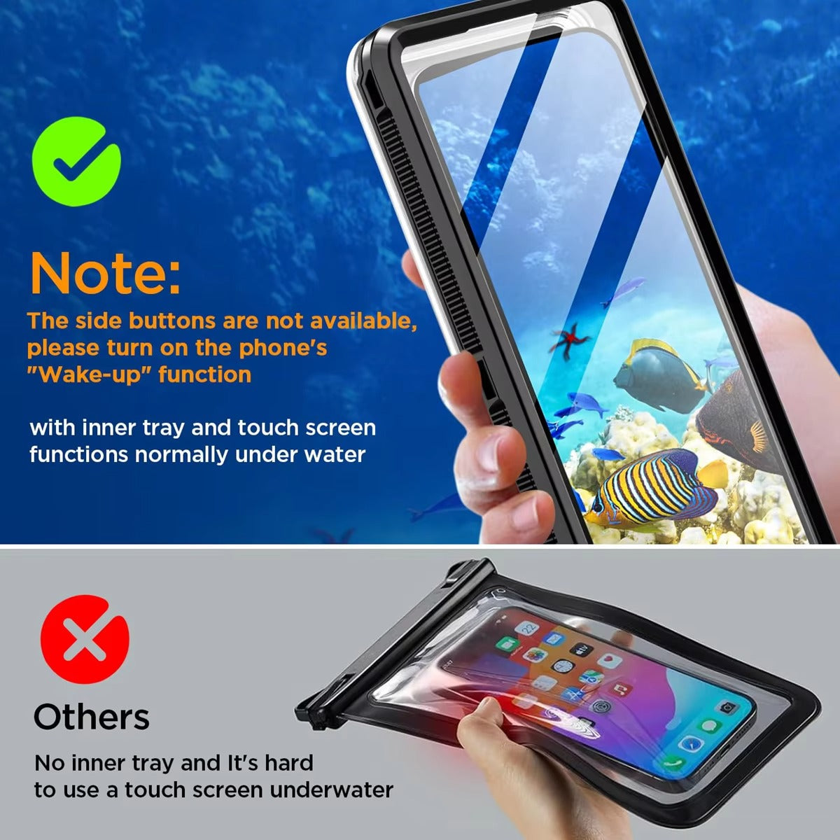 Premium iPhone Case IP68 Waterproof Protective Cover Full Body Shockproof Vacuum Seal System Underwater Protection Touchscreen Access Durable Design