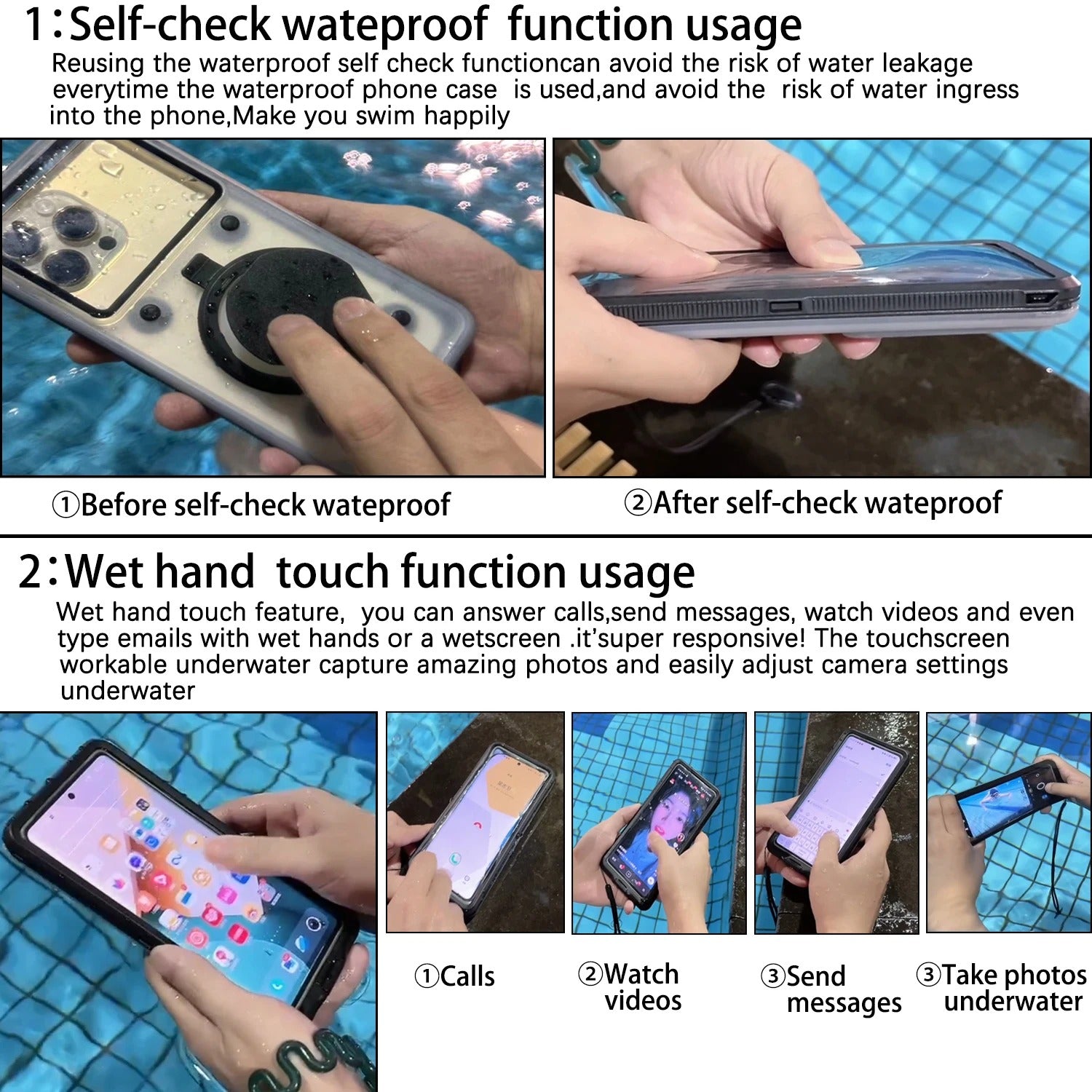 Premium iPhone Case IP68 Waterproof Protective Cover Full Body Shockproof Vacuum Seal System Underwater Protection Touchscreen Access Durable Design