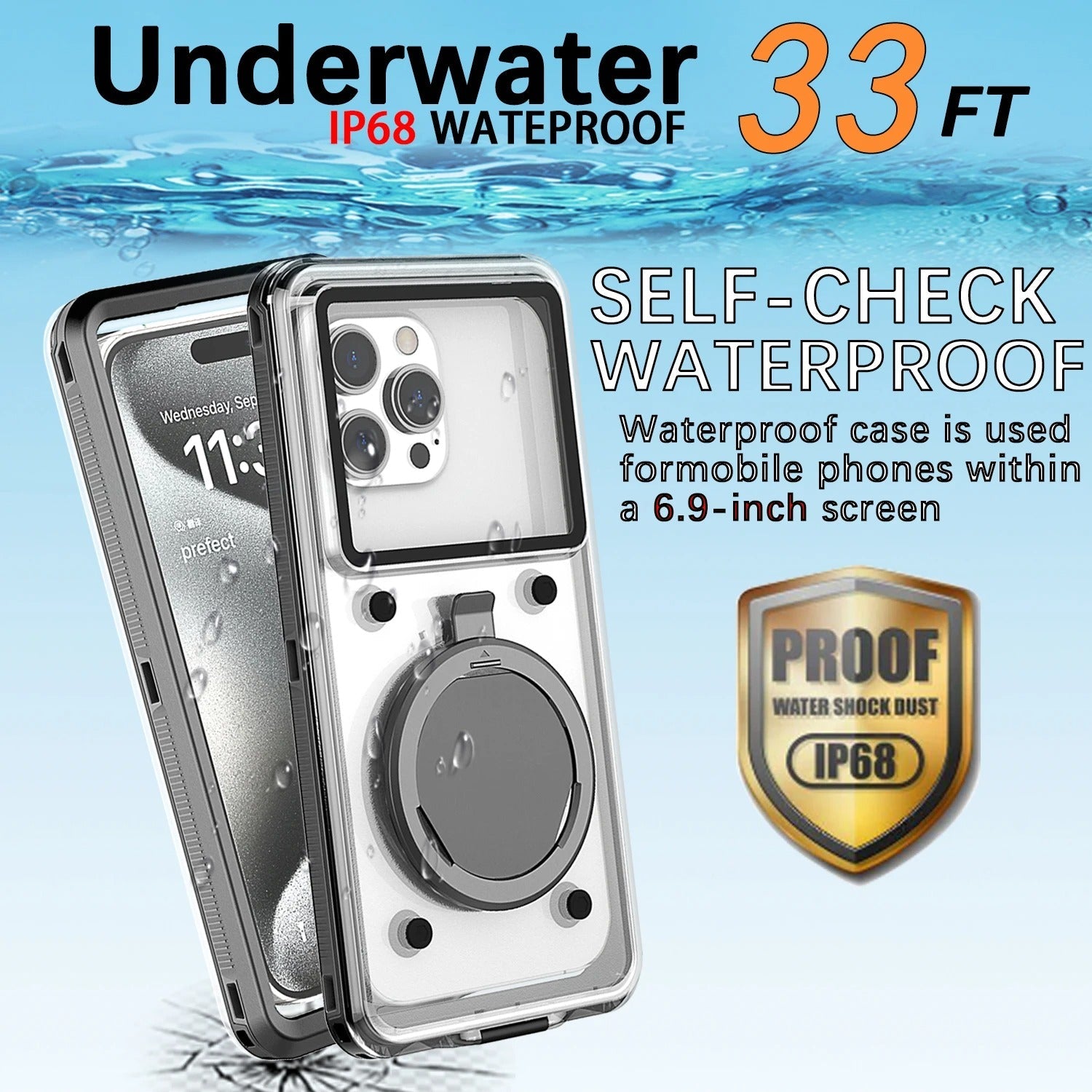 Premium iPhone Case IP68 Waterproof Protective Cover Full Body Shockproof Vacuum Seal System Underwater Protection Touchscreen Access Durable Design