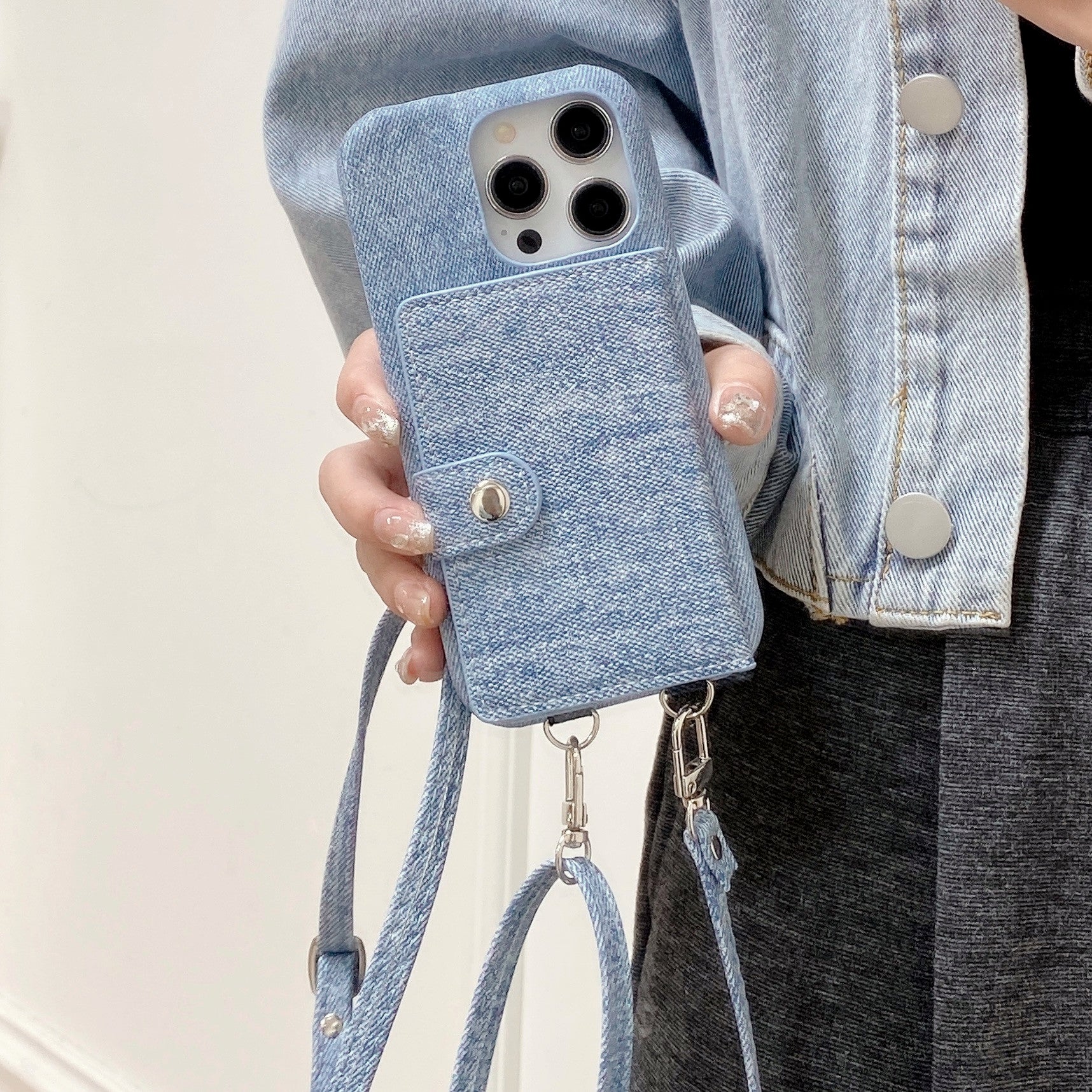 Premium iPhone Case Leather Wallet Crossbody Flip Cover PU Leather Card Pocket Shoulder Strap Shockproof Protection Full Coverage