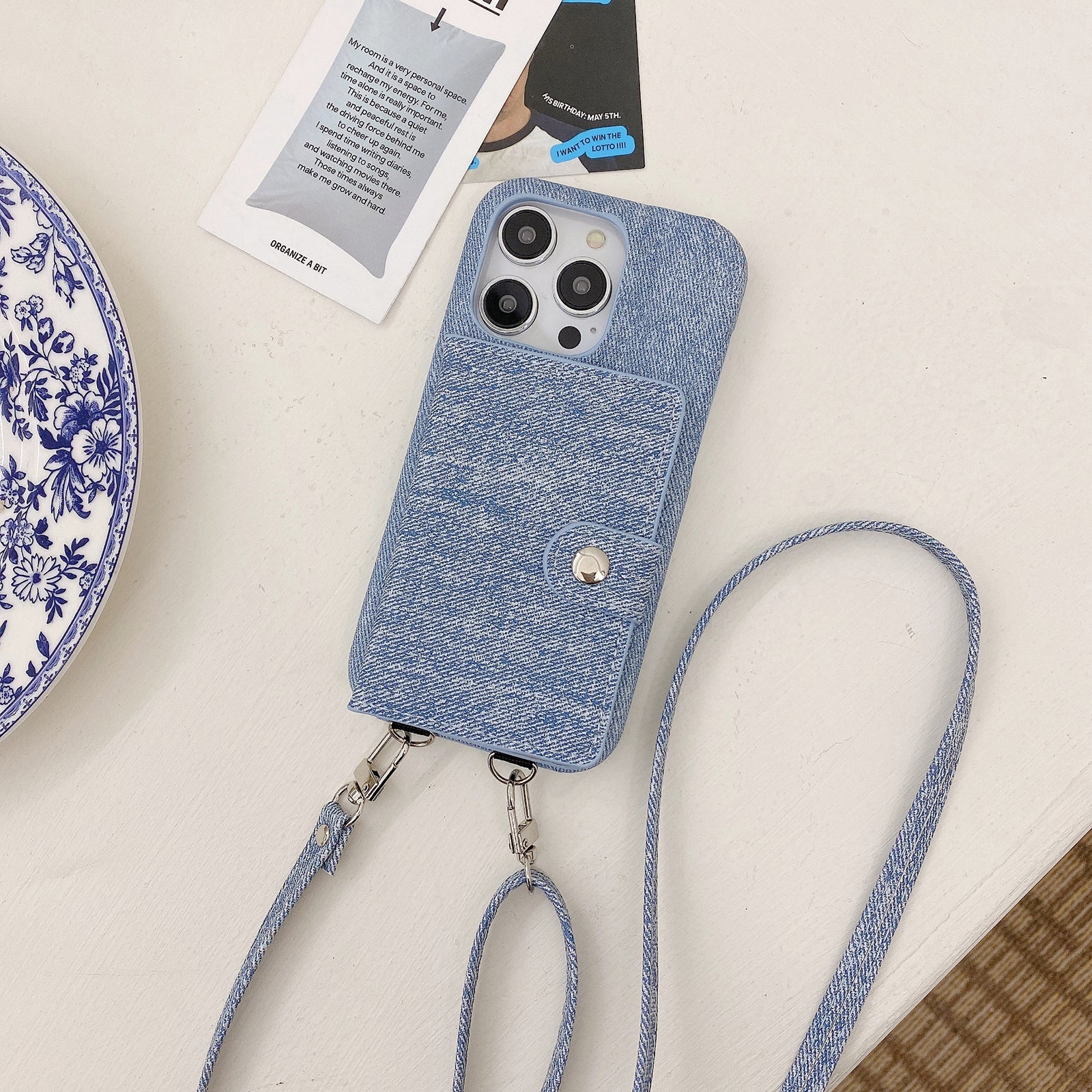 Premium iPhone Case Leather Wallet Crossbody Flip Cover PU Leather Card Pocket Shoulder Strap Shockproof Protection Full Coverage