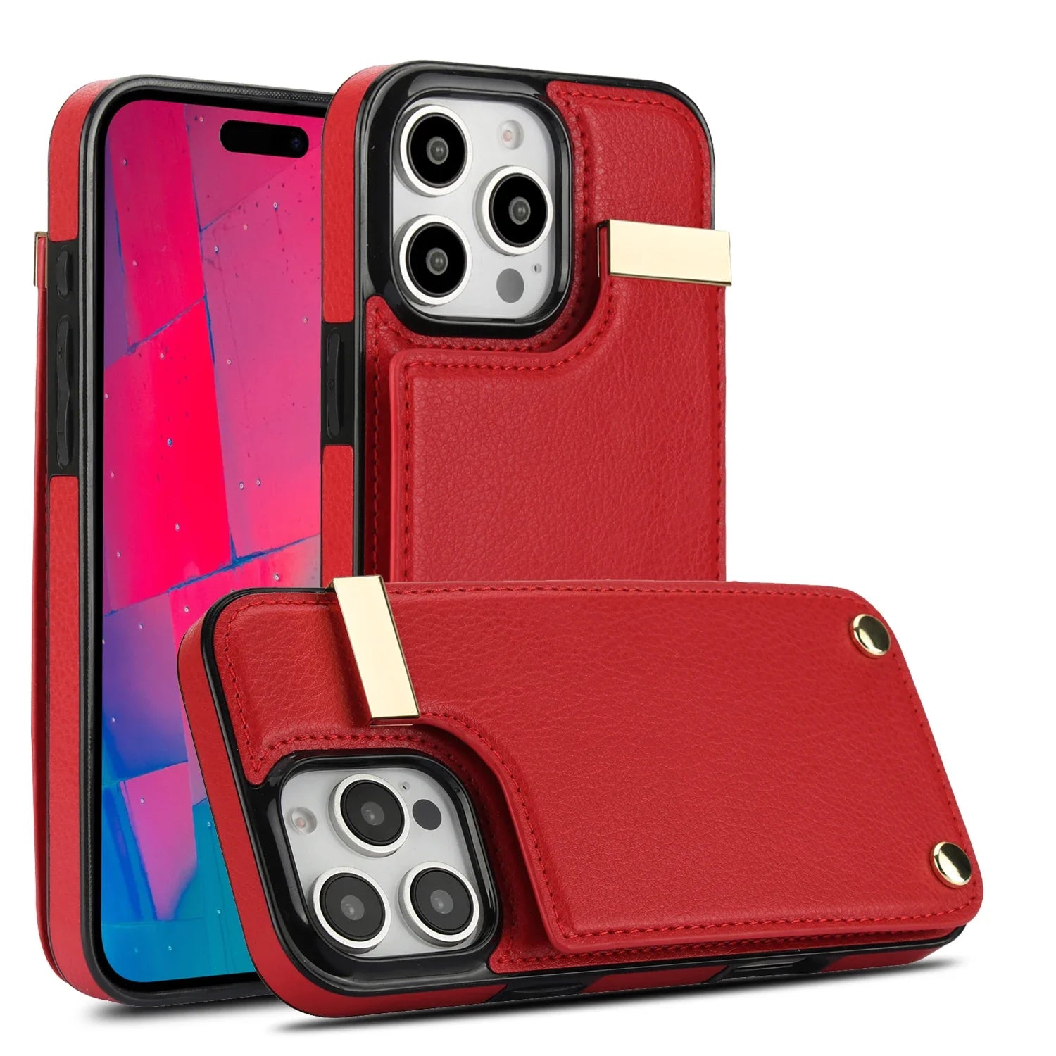 Premium iPhone Case Leather Wallet Flip Cover Card Holder Secure Pocket Magnetic Closure Shockproof Full Protection Slim Design