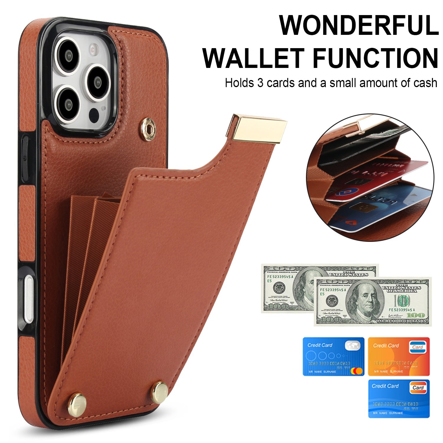 Premium iPhone Case Leather Wallet Flip Cover Card Holder Secure Pocket Magnetic Closure Shockproof Full Protection Slim Design