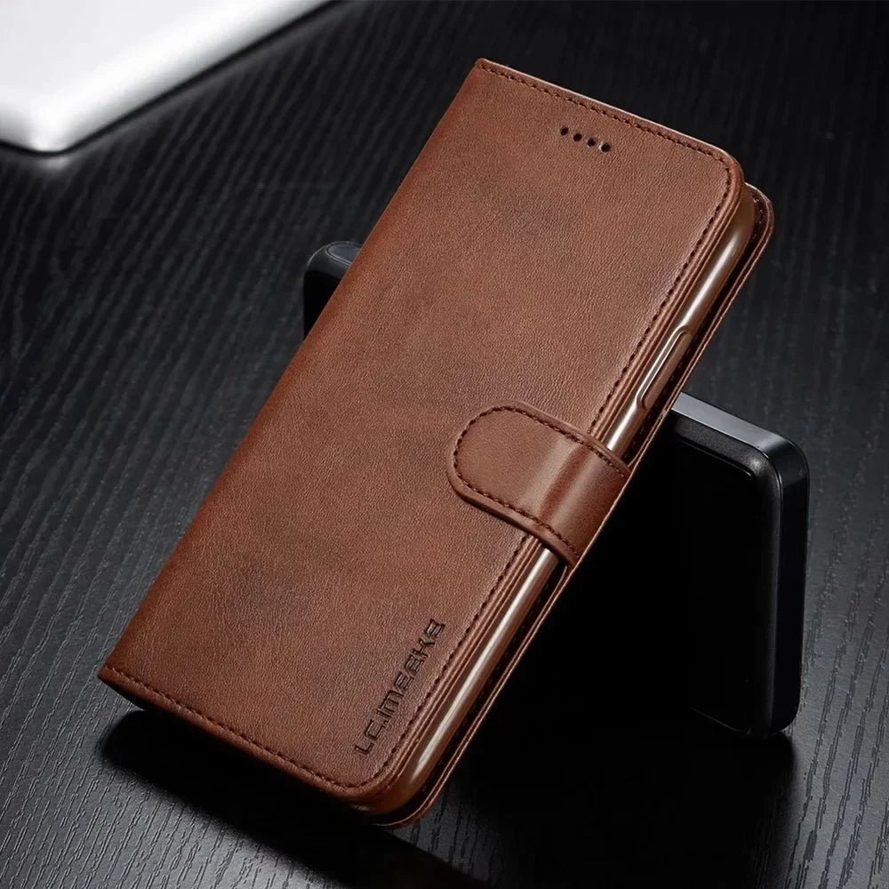 Premium iPhone Case Leather Wallet Flip Cover Card Slot Magnetic Closure Shockproof Protection Full Body Slim Elegant Design