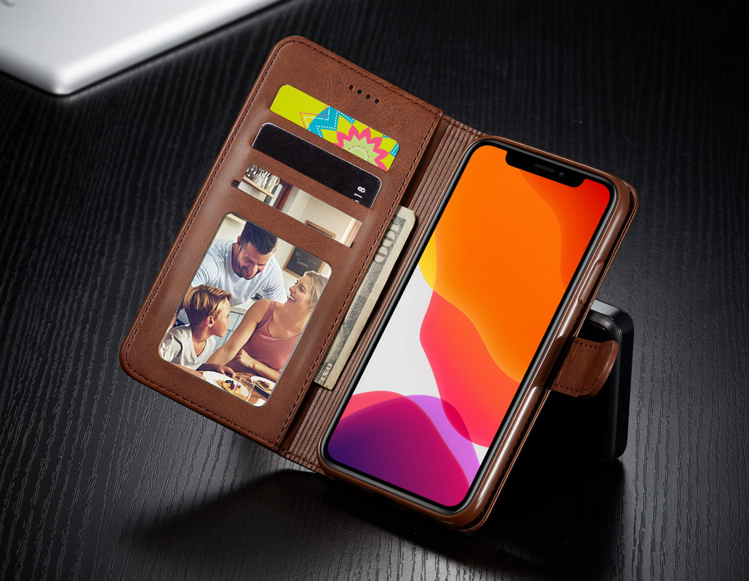 Premium iPhone Case Leather Wallet Flip Cover Card Slot Magnetic Closure Shockproof Protection Full Body Slim Elegant Design