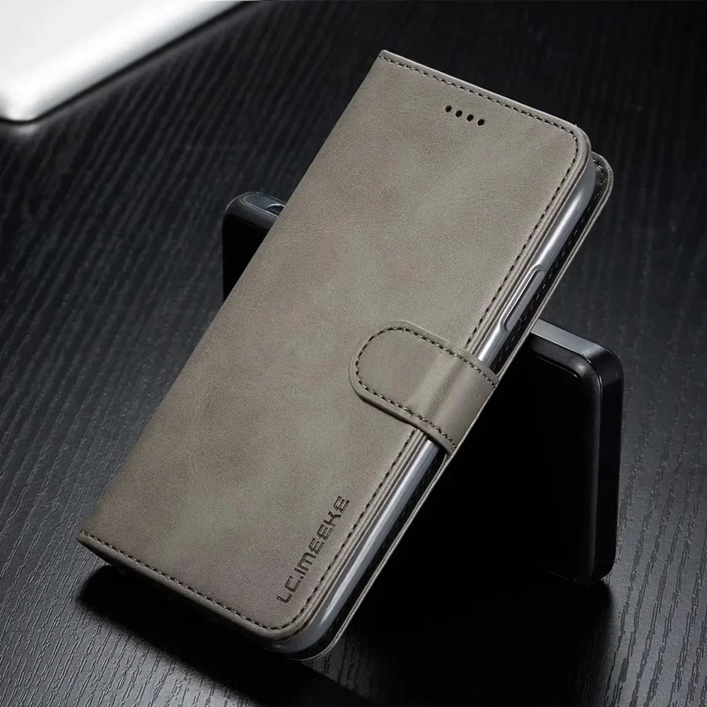 Premium iPhone Case Leather Wallet Flip Cover Card Slot Magnetic Closure Shockproof Protection Full Body Slim Elegant Design