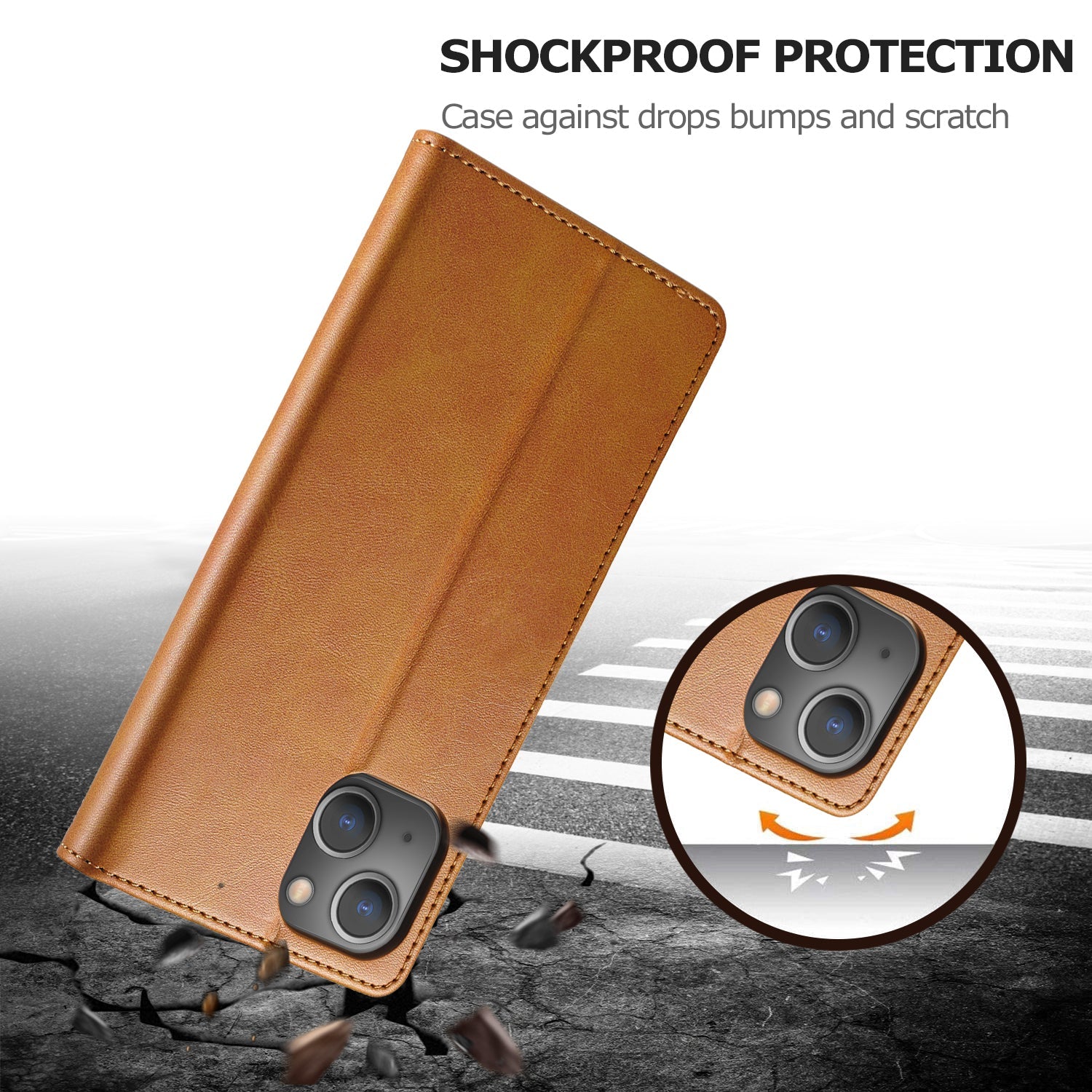 Premium iPhone Case Leather Wallet Flip Cover Card Slot Magnetic Closure Shockproof Protection Full Body Slim Elegant Design