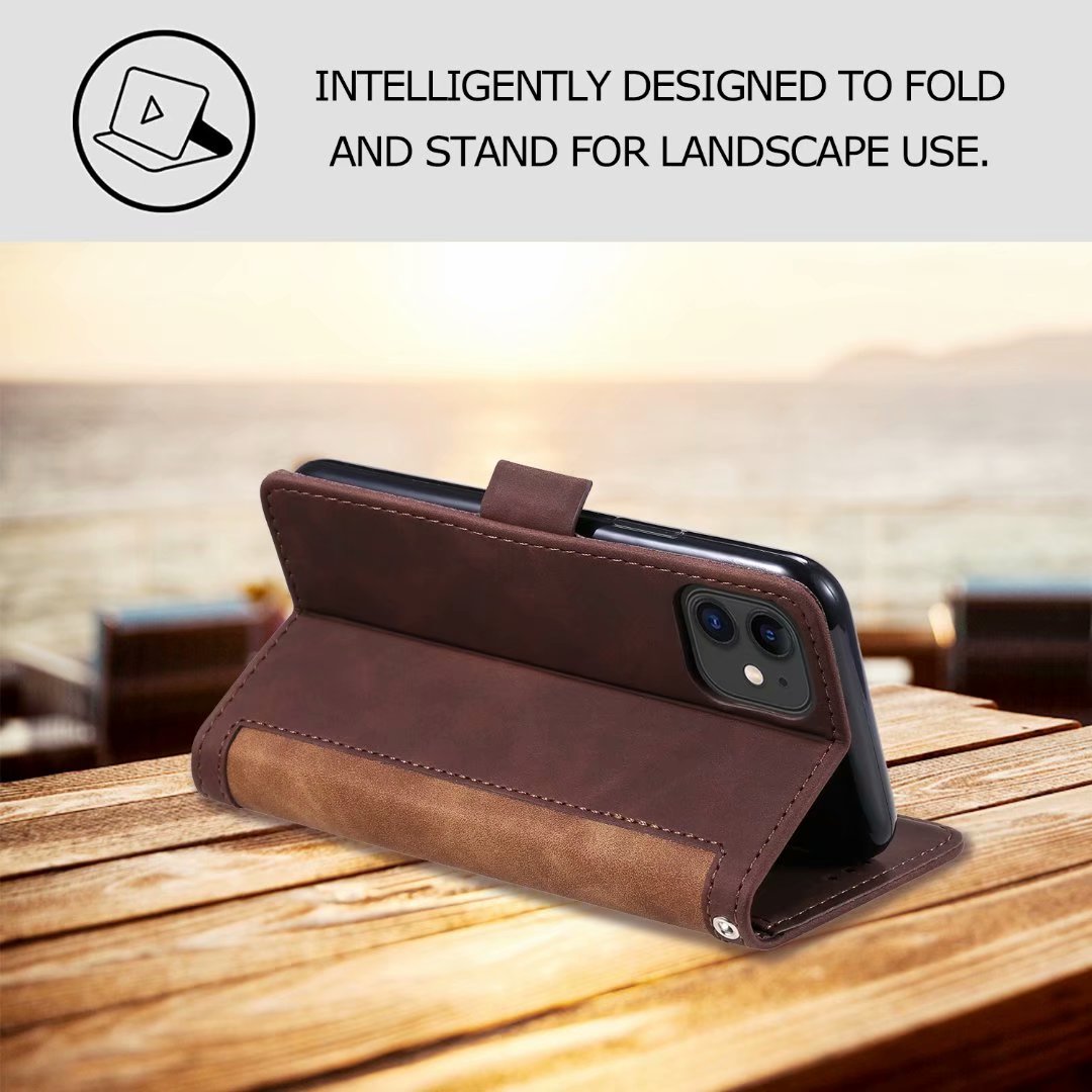 Premium iPhone Case Leather Wallet Flip Cover Card Slots Magnetic Closure Shockproof Protection Full Body Slim Elegant Design