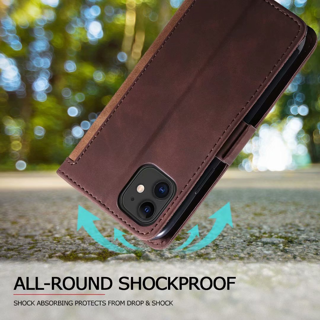 Premium iPhone Case Leather Wallet Flip Cover Card Slots Magnetic Closure Shockproof Protection Full Body Slim Elegant Design