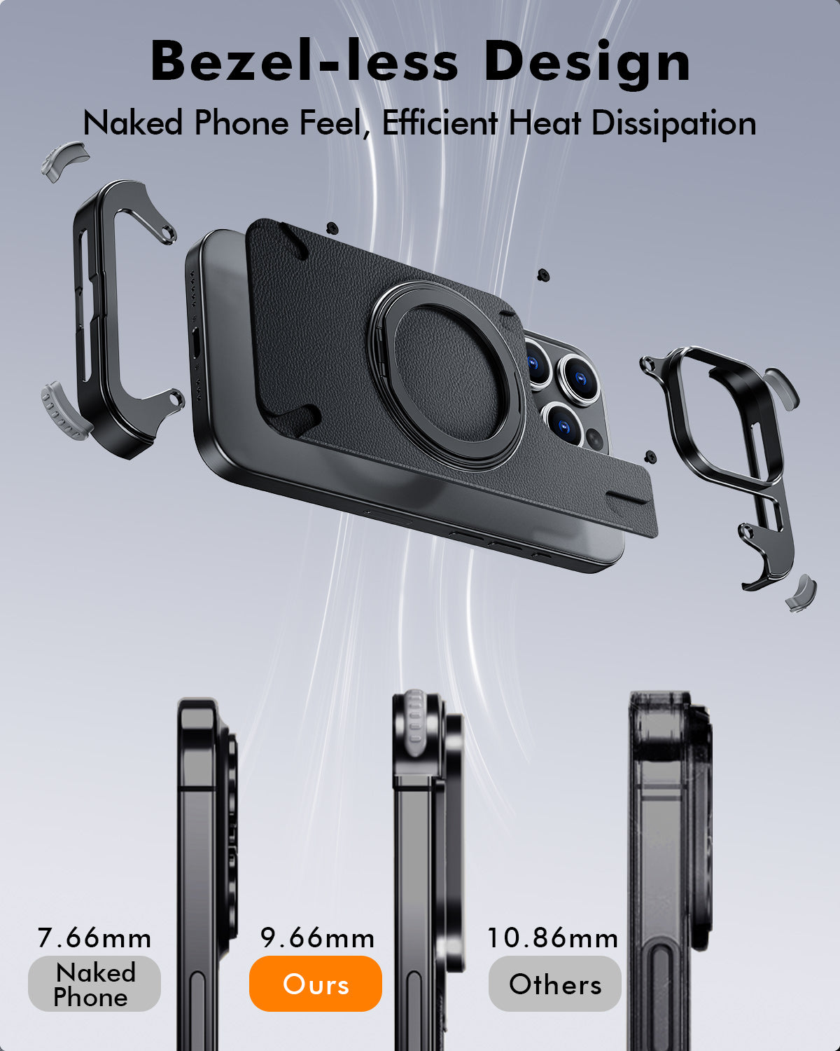 Premium iPhone Case MagSafe Compatible Aluminum Frame Magnetic Shockproof Protective Cover Ultra Thin Matte Metal Back Built-In Stand Camera Lens Protection Frameless Design
