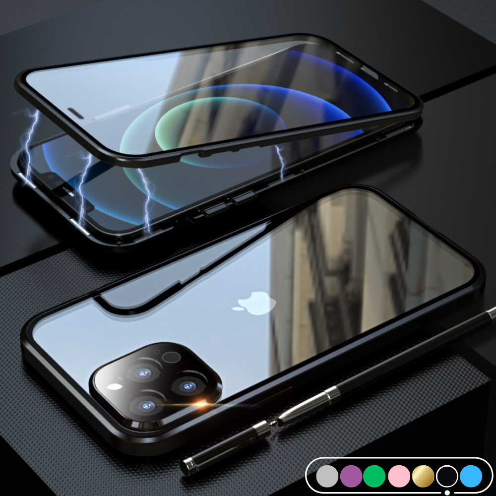 Premium iPhone Case MagSafe Compatible Aluminum Frame Tempered Glass Shockproof Protective Cover 360 Full Body Transparent Design Camera Lens Protection