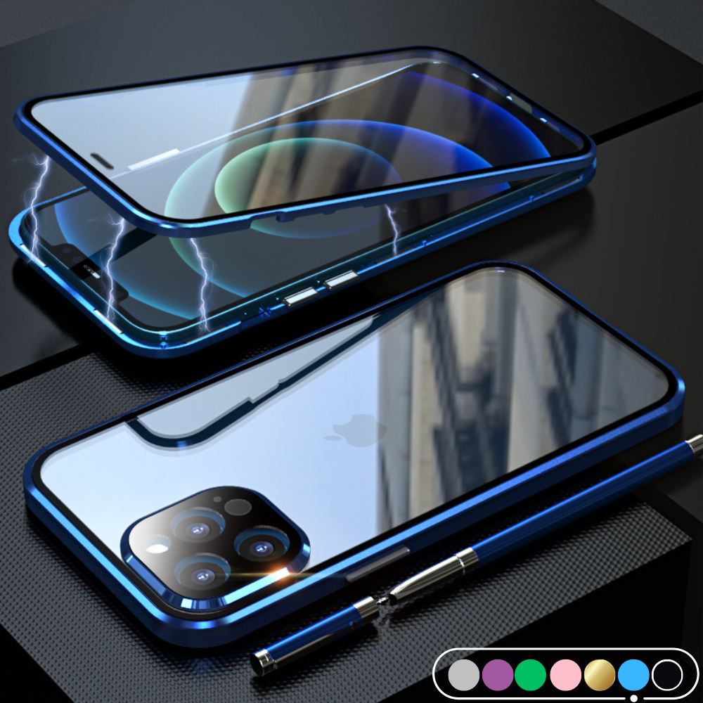 Premium iPhone Case MagSafe Compatible Aluminum Frame Tempered Glass Shockproof Protective Cover 360 Full Body Transparent Design Camera Lens Protection