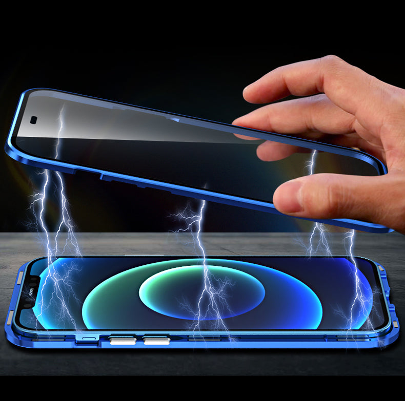 Premium iPhone Case MagSafe Compatible Aluminum Frame Tempered Glass Shockproof Protective Cover 360 Full Body Transparent Design Camera Lens Protection
