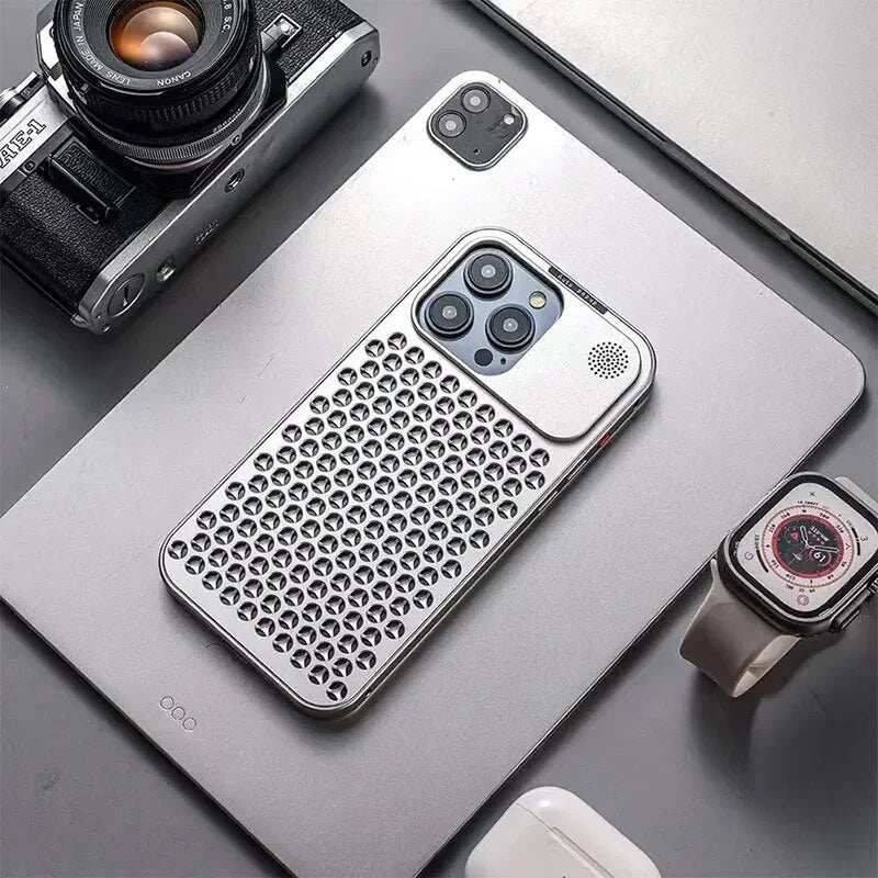 Premium iPhone Case MagSafe Compatible Aluminum Heat Dissipation Shockproof Protective Cover Metal Frame Camera Lens Protection Slim Design