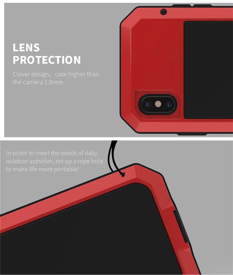 Premium iPhone Case MagSafe Compatible Aluminum Metal Frame Waterproof Shockproof Protective Cover Tempered Glass Screen Camera Lens Protection Full Body