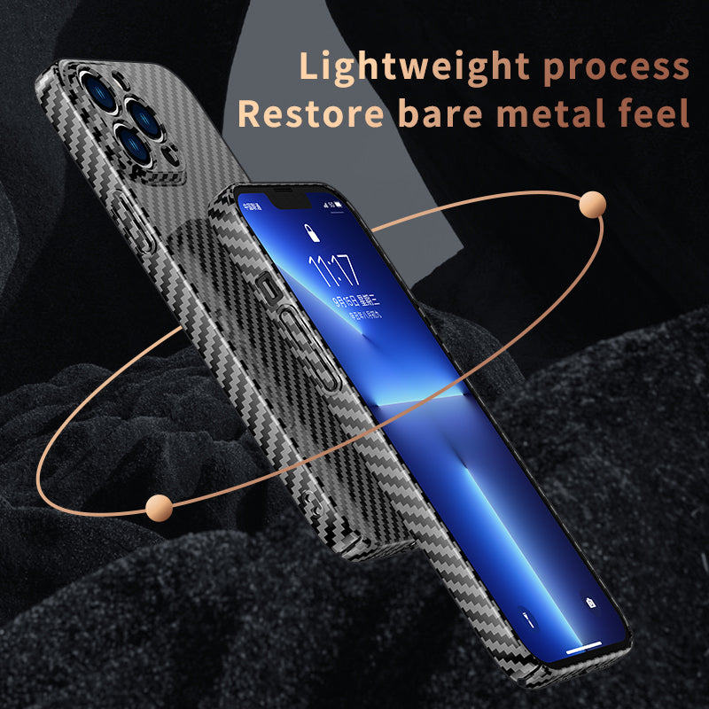 Premium iPhone Case MagSafe Compatible Carbon Fiber Magnetic Shockproof Protective Cover Slim Design Camera Lens Protection Lightweight