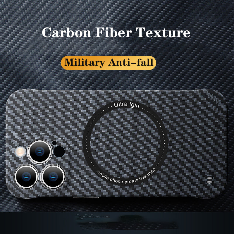 Premium iPhone Case MagSafe Compatible Carbon Fiber Magnetic Shockproof Protective Cover Slim Design Camera Lens Protection Lightweight