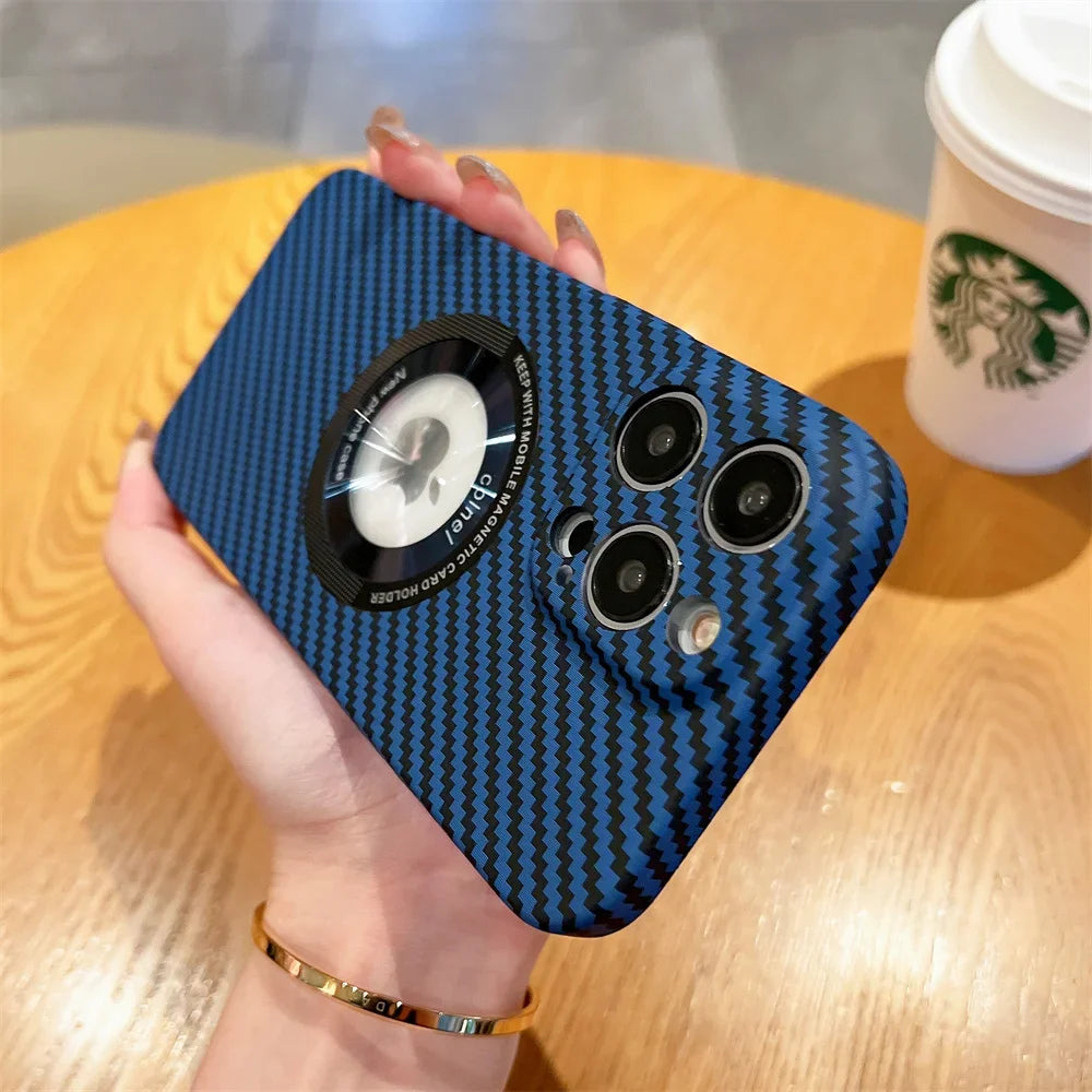 Premium iPhone Case MagSafe Compatible Carbon Fiber Magnetic Shockproof Protective Cover Slim Design Camera Lens Protection Lightweight
