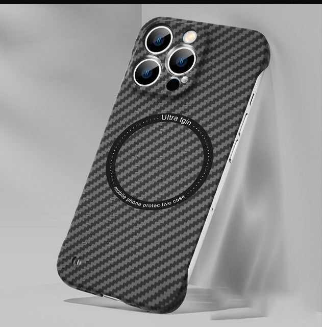 Premium iPhone Case MagSafe Compatible Carbon Fiber Texture Shockproof Protective Cover Ultra Thin Slim Design Camera Lens Protection Lightweight