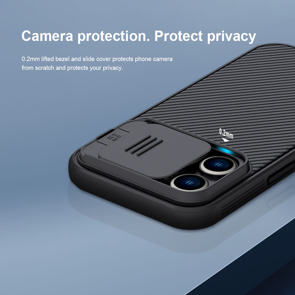Premium iPhone Case MagSafe Compatible Carbon Fiber Texture Sliding Camera Cover Shockproof Protective Cover Camera Lens Protection Slim Design