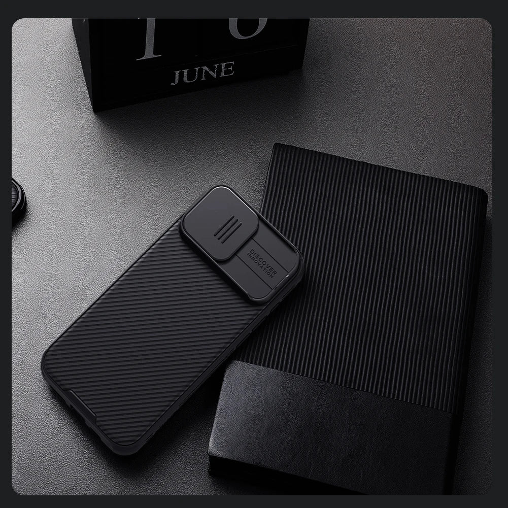 Premium iPhone Case MagSafe Compatible Carbon Fiber Texture Sliding Camera Cover Shockproof Protective Cover Camera Lens Protection Slim Design