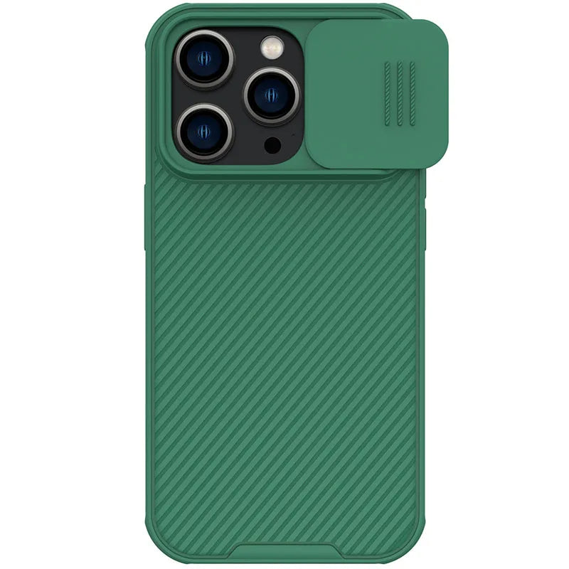 Premium iPhone Case MagSafe Compatible Carbon Fiber Texture Sliding Camera Cover Shockproof Protective Cover Camera Lens Protection Slim Design