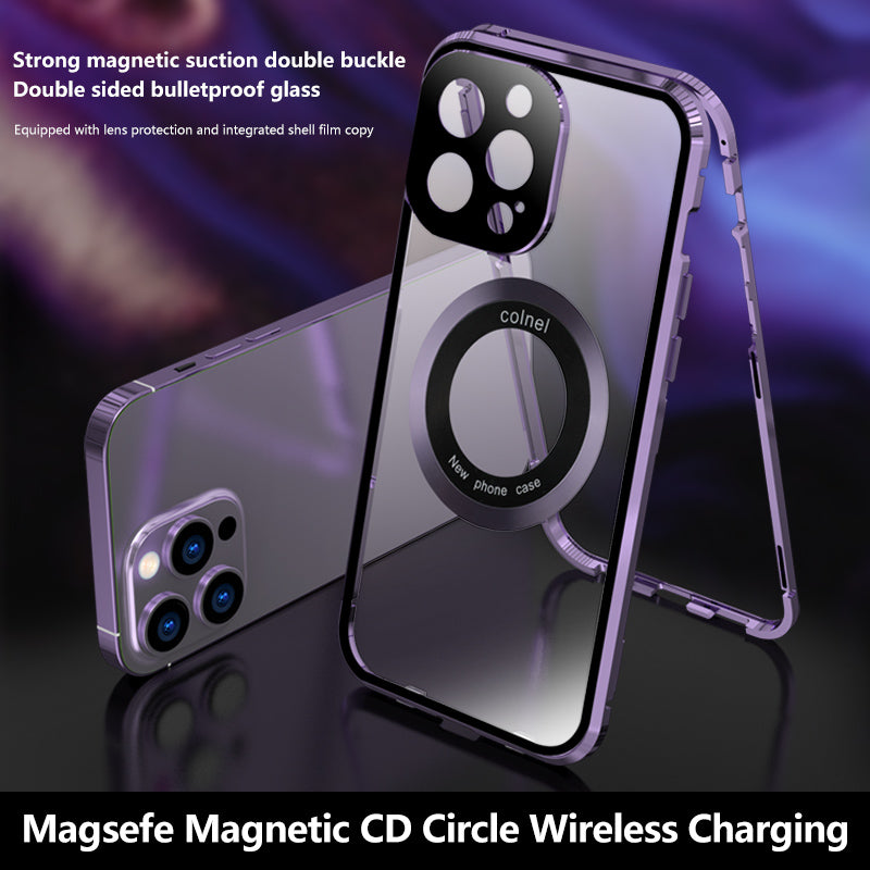 Premium iPhone Case MagSafe Compatible Double-Sided Tempered Glass Metal Frame Shockproof Protective Cover 360 Full Body Sealed Design Camera Lens Protection Slim Profile