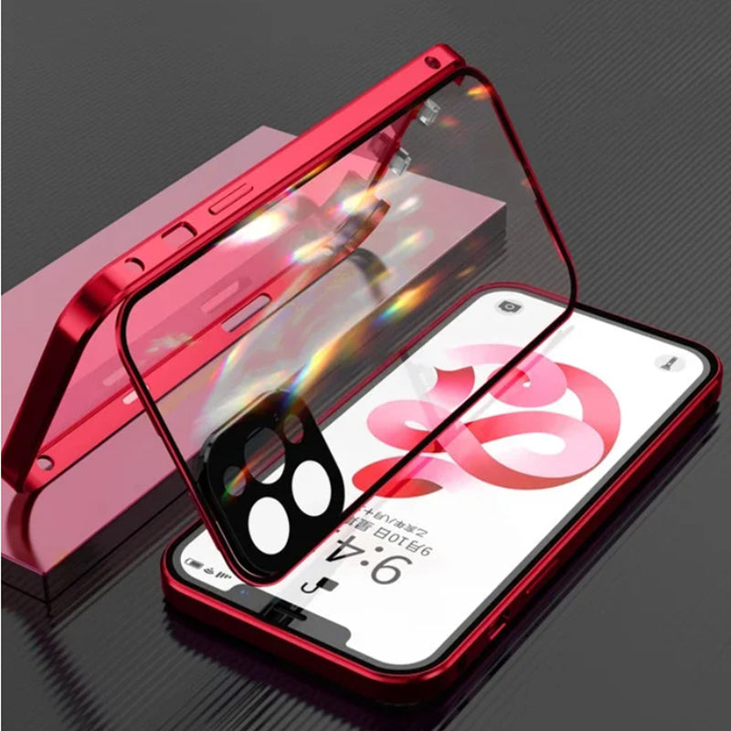 Premium iPhone Case MagSafe Compatible Double-Sided Tempered Glass Metal Frame Shockproof Protective Cover 360 Full Body Sealed Design Camera Lens Protection Slim Profile