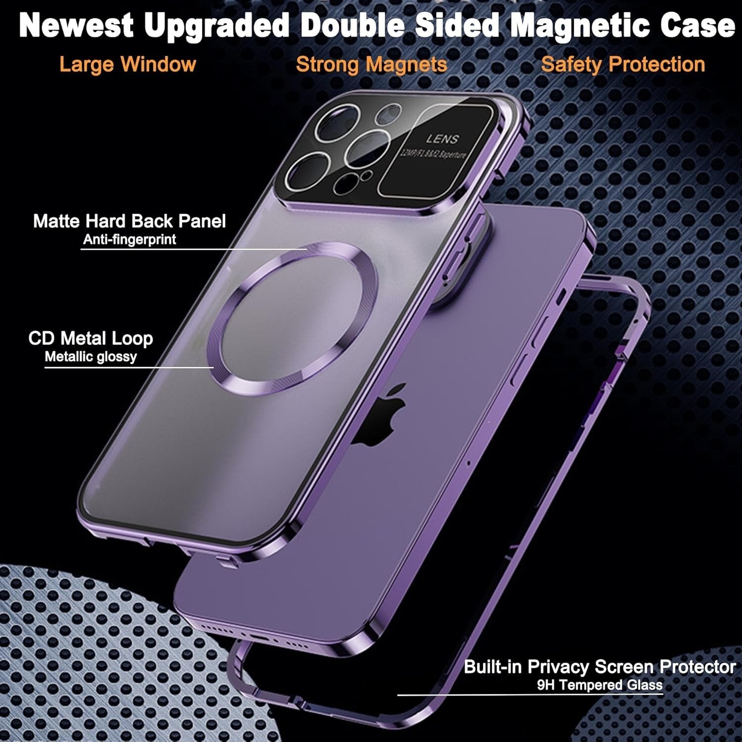 Premium iPhone Case MagSafe Compatible Double-Sided Tempered Glass Shockproof Protective Cover Magnetic Frame Camera Lens Protection Slim Design