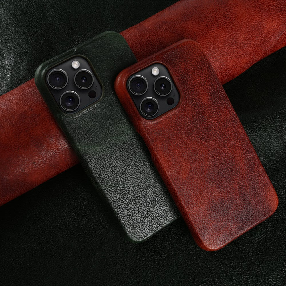 Premium iPhone Case MagSafe Compatible Genuine Leather Shockproof Protective Cover Strap Design Camera Lens Protection Slim Carry Strap