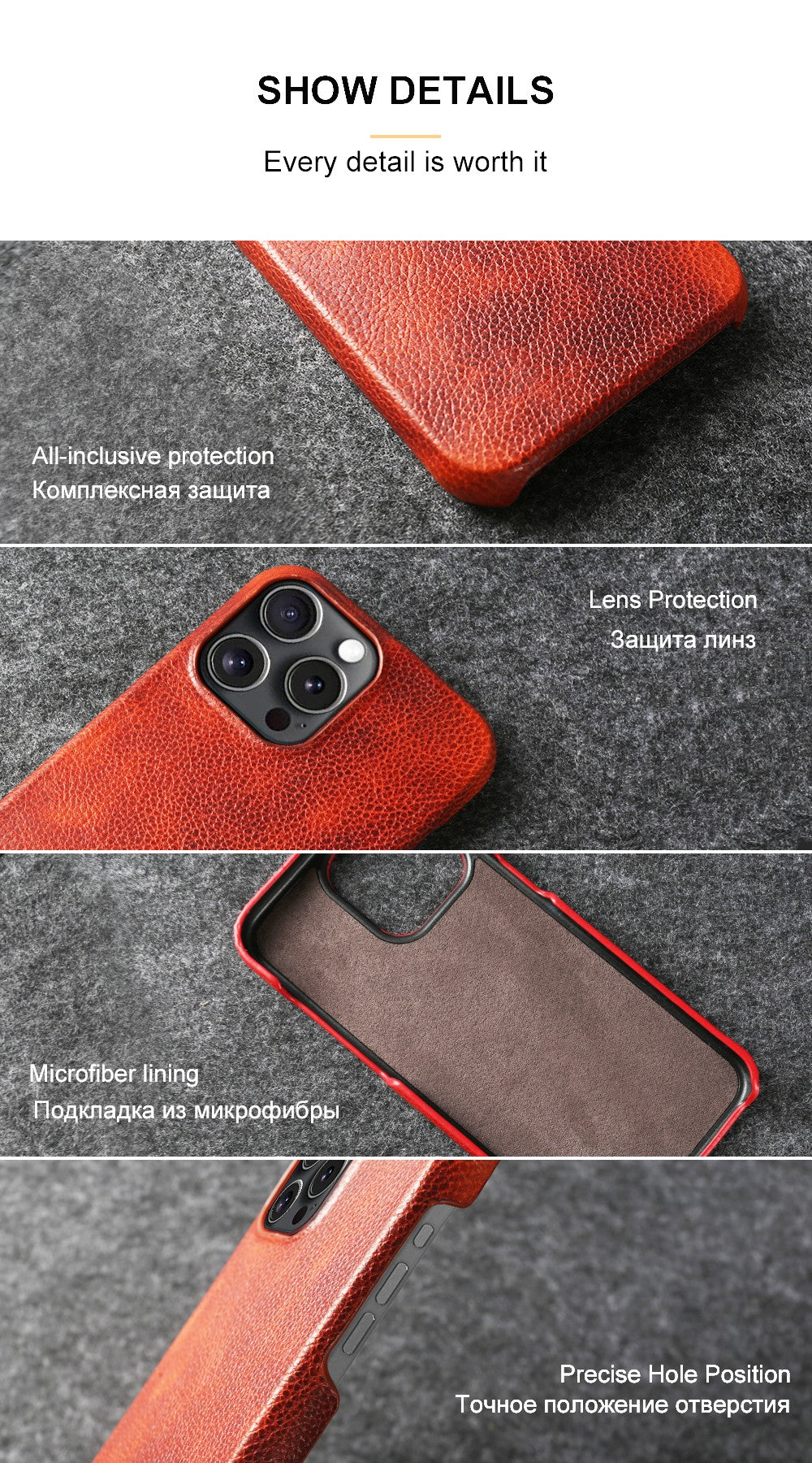 Premium iPhone Case MagSafe Compatible Genuine Leather Shockproof Protective Cover Strap Design Camera Lens Protection Slim Carry Strap