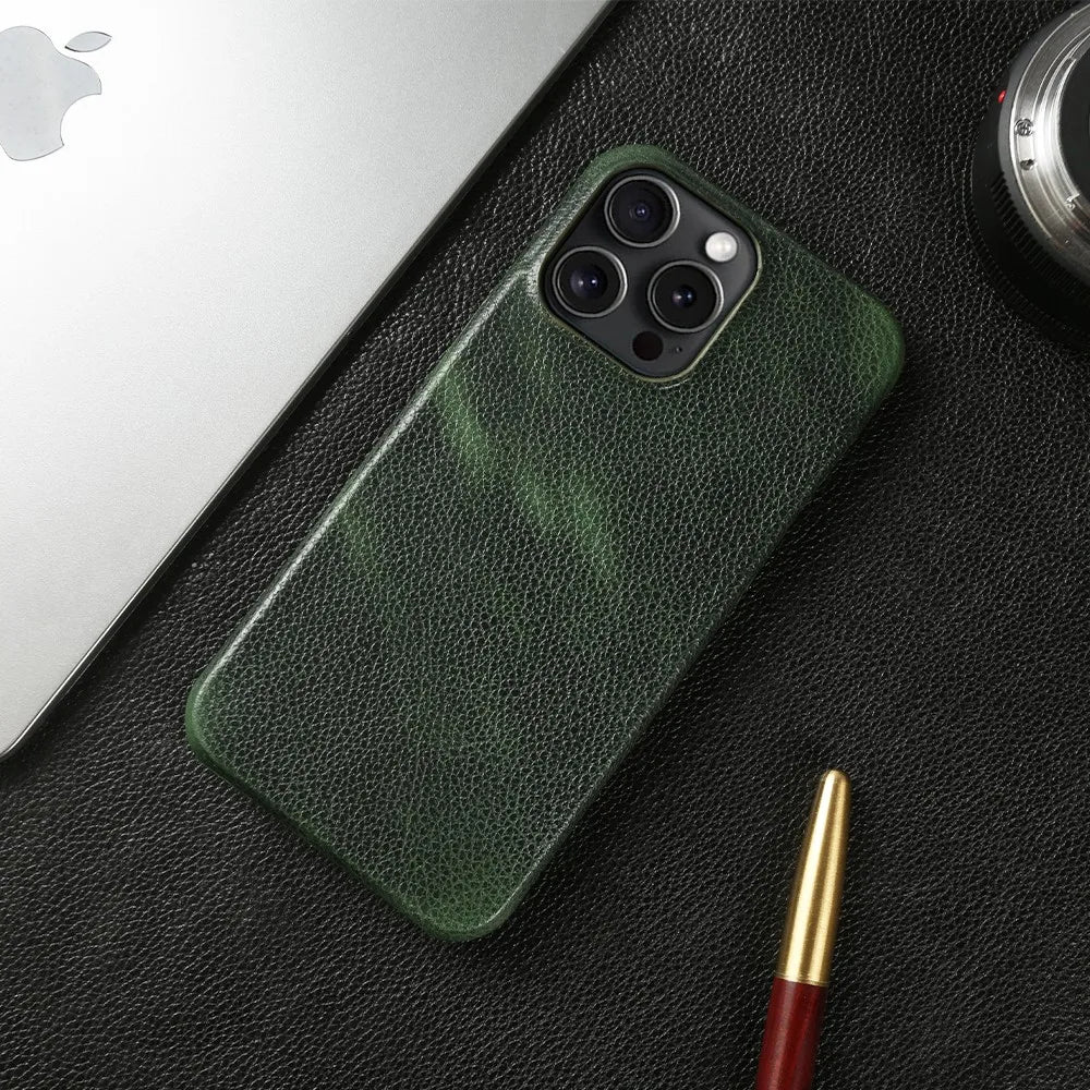 Premium iPhone Case MagSafe Compatible Genuine Leather Shockproof Protective Cover Strap Design Camera Lens Protection Slim Carry Strap