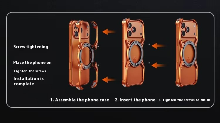 Premium iPhone Case MagSafe Compatible Magnetic Bumper Aluminum Alloy Frame 360° Rotating Ring Stand Shockproof Edge Protection Camera Lens Guard Slim Design