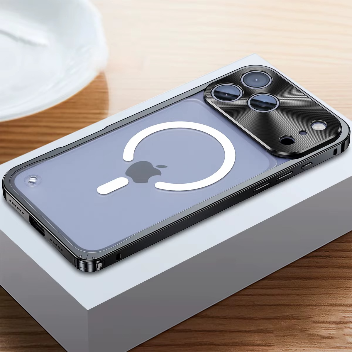 Premium iPhone Case MagSafe Compatible Magnetic Bumper Aluminum Alloy Frame Matte Transparent Back Shockproof Protection Camera Lens Guard Slim Design