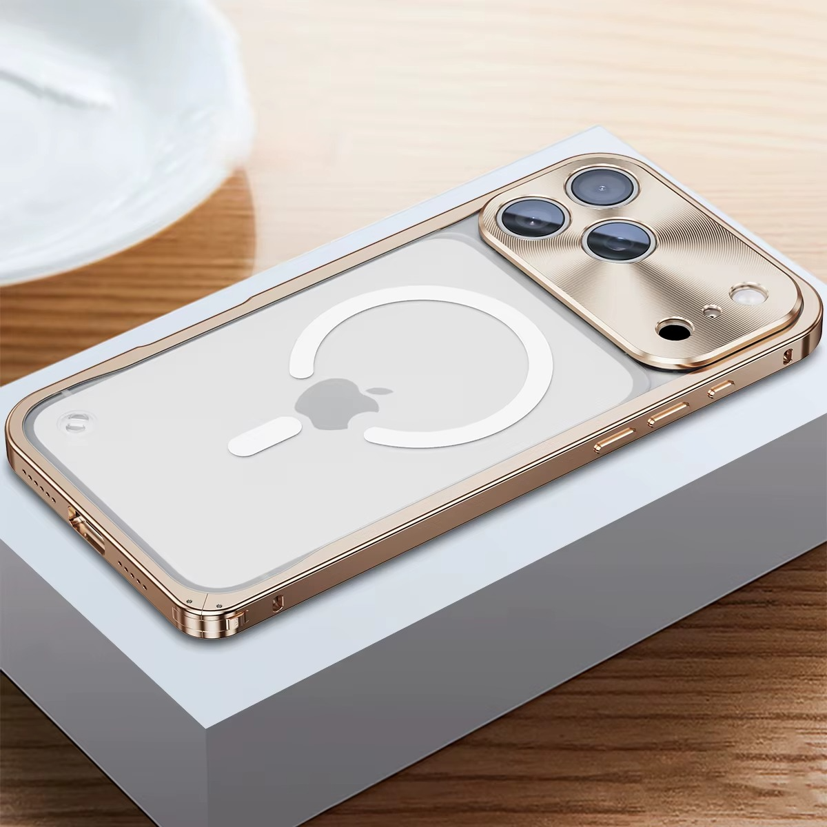 Premium iPhone Case MagSafe Compatible Magnetic Bumper Aluminum Alloy Frame Matte Transparent Back Shockproof Protection Camera Lens Guard Slim Design