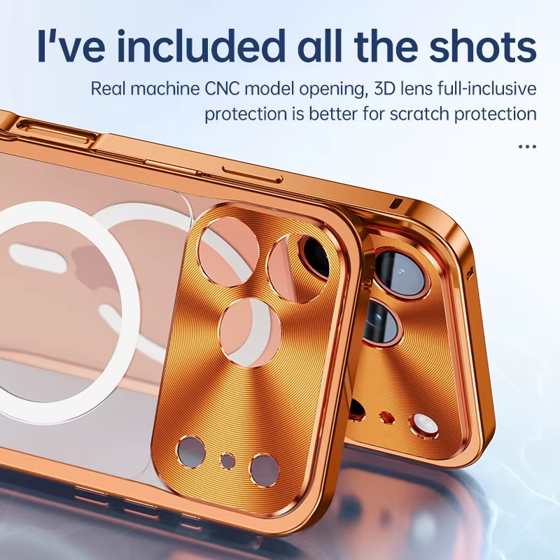 Premium iPhone Case MagSafe Compatible Magnetic Bumper Aluminum Alloy Frame Matte Transparent Back Shockproof Protection Camera Lens Guard Slim Design
