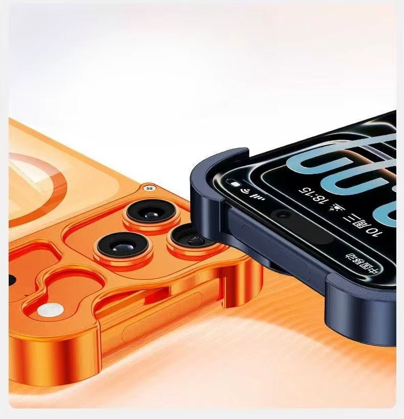 Premium iPhone Case MagSafe Compatible Magnetic Bumper Aluminum Corner Protection Transparent Back Shockproof Metal Pads Camera Lens Guard Slim Frameless Design