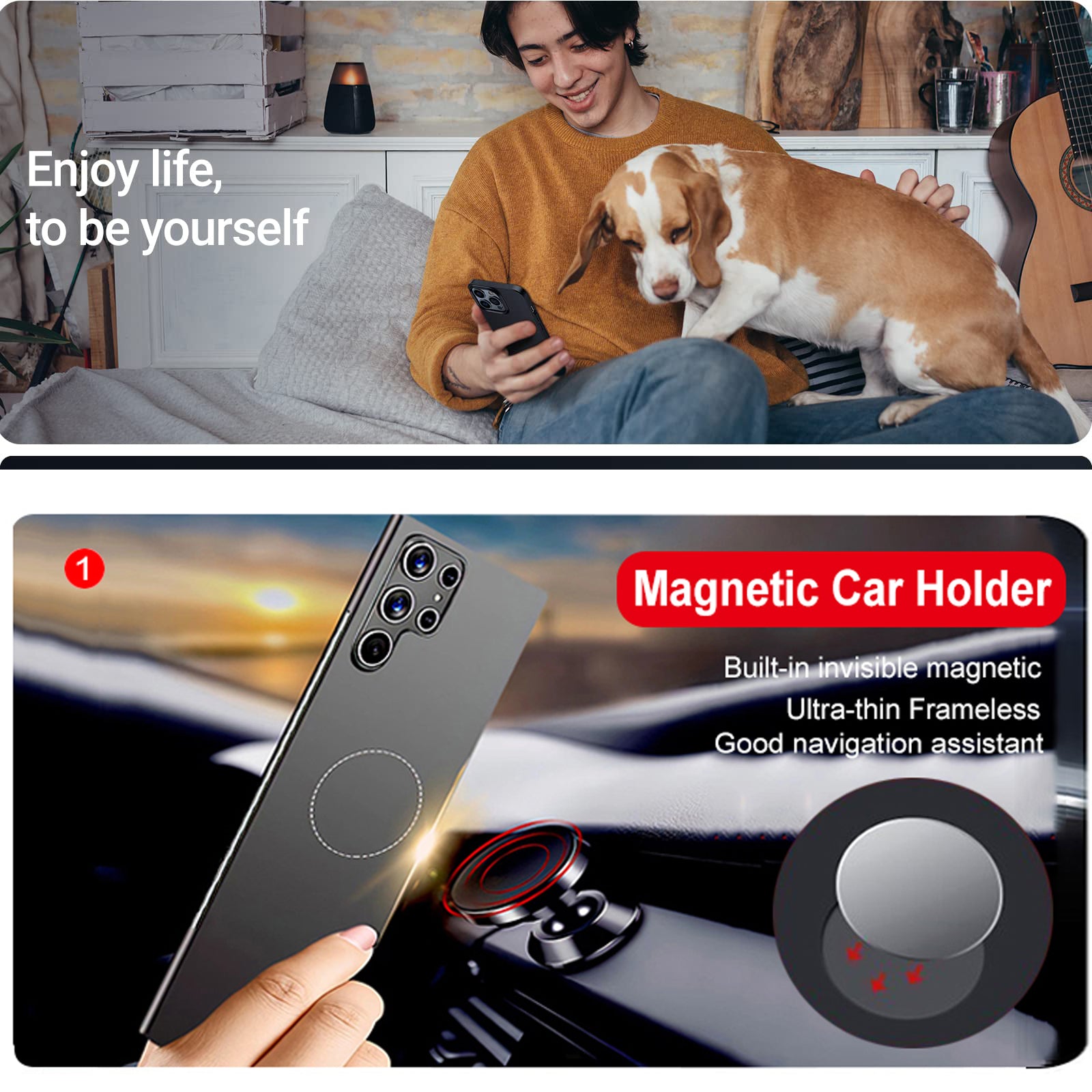 Premium iPhone Case MagSafe Compatible Magnetic Car Mount Matte Shockproof Protective Cover Ultra Thin Slim Design