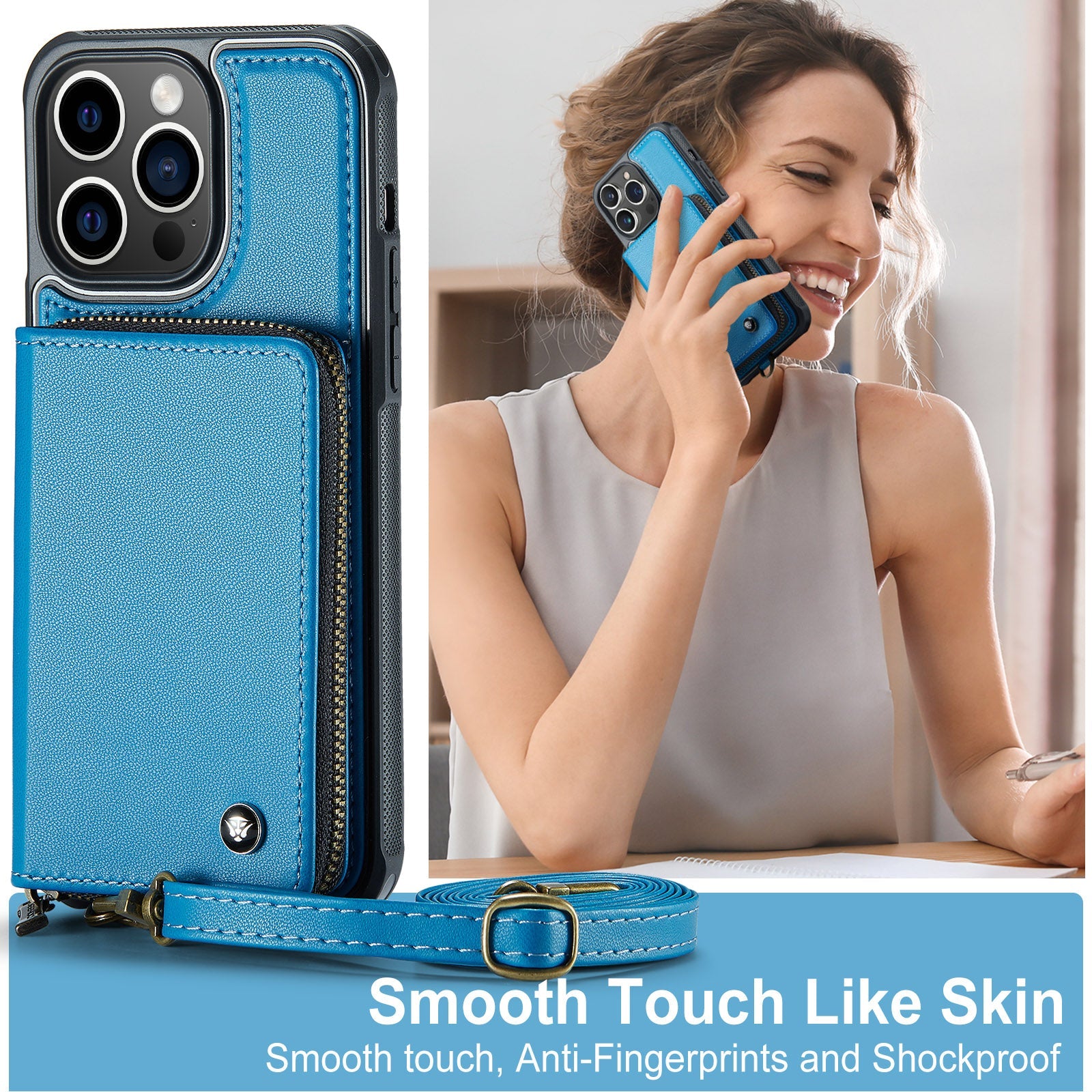 Premium iPhone Case MagSafe Compatible Magnetic Crossbody Wallet Cover PU Leather Card Holder Strap Stand Shockproof Full Protection Slim Design