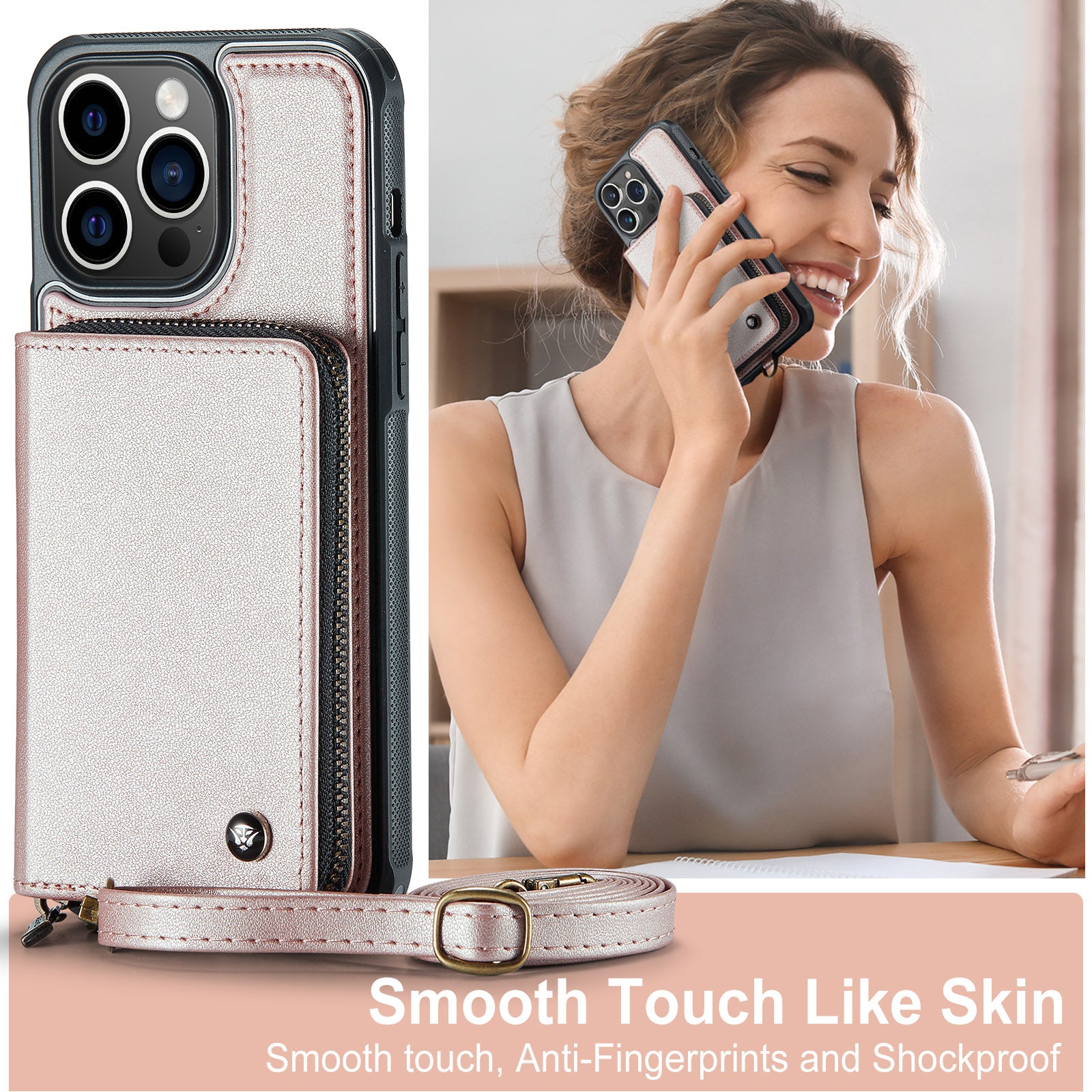 Premium iPhone Case MagSafe Compatible Magnetic Crossbody Wallet Cover PU Leather Card Holder Strap Stand Shockproof Full Protection Slim Design