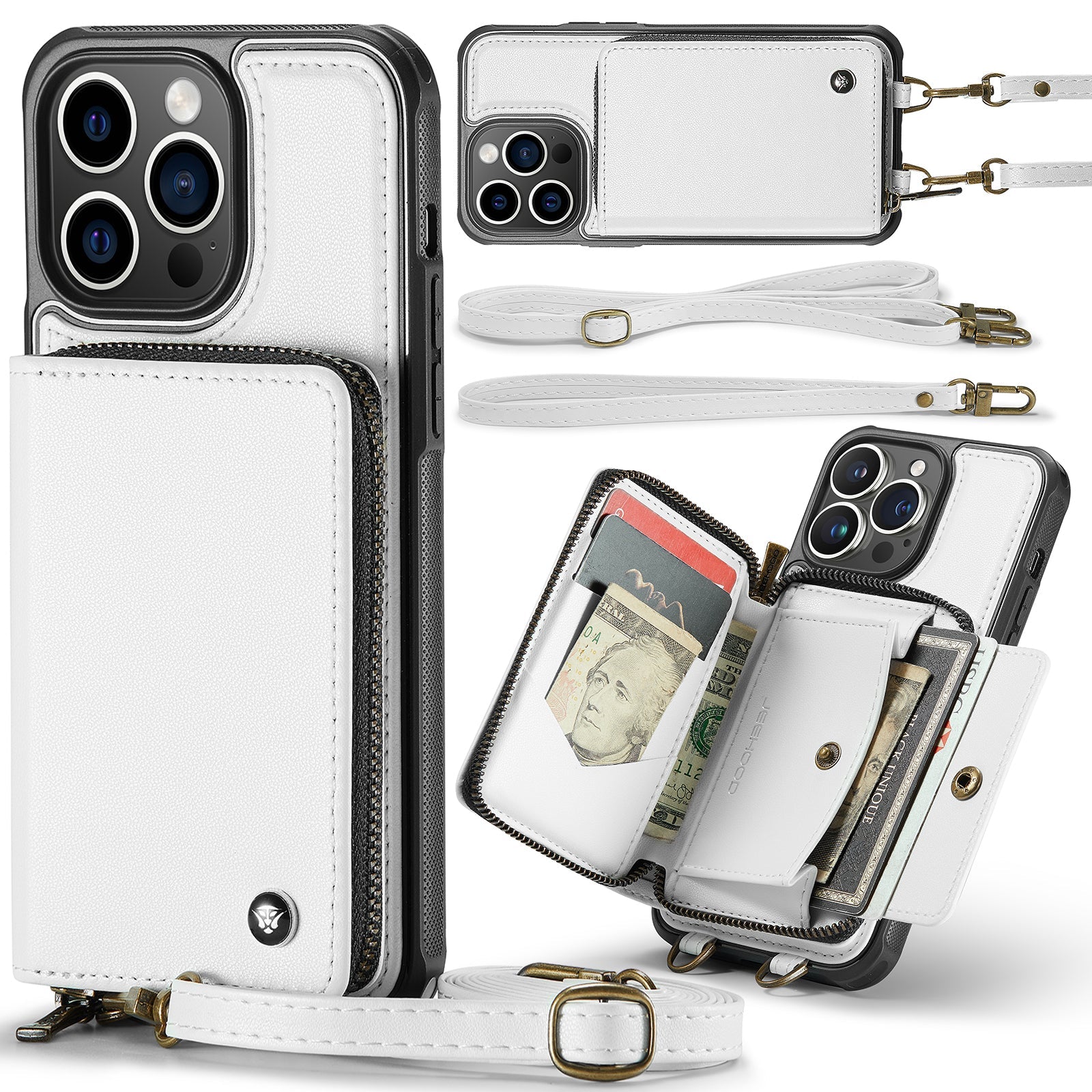 Premium iPhone Case MagSafe Compatible Magnetic Crossbody Wallet Cover PU Leather Card Holder Strap Stand Shockproof Full Protection Slim Design