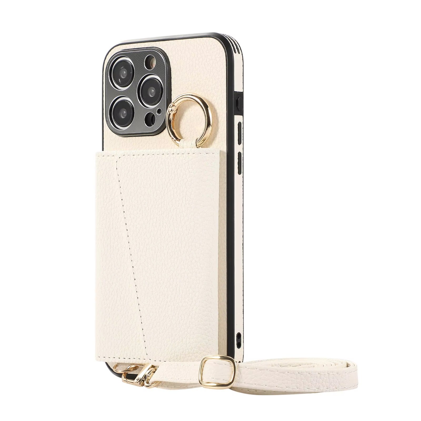 Premium iPhone Case MagSafe Compatible Magnetic Crossbody Wallet Cover PU Leather Card Slots Finger Ring Buckle Strap Shockproof Full Protection Slim Design