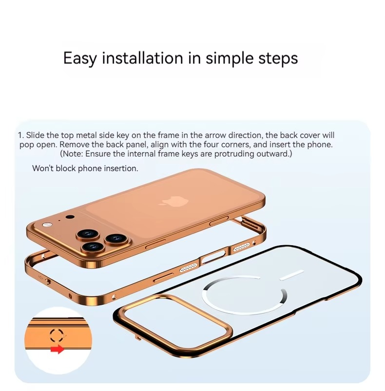 Premium iPhone Case MagSafe Compatible Magnetic Protective Cover Aluminum Alloy Frame Frosted Matte Back Raised Camera Lens Protection Slim Design