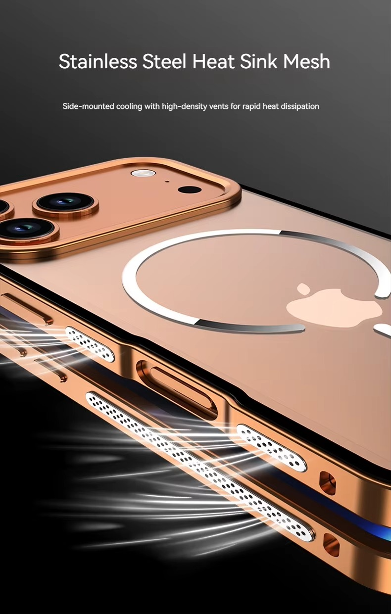 Premium iPhone Case MagSafe Compatible Magnetic Protective Cover Aluminum Alloy Frame Frosted Matte Back Raised Camera Lens Protection Slim Design