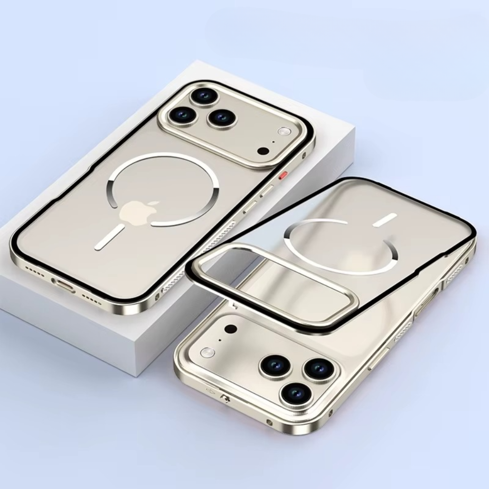 Premium iPhone Case MagSafe Compatible Magnetic Protective Cover Aluminum Alloy Frame Frosted Matte Back Raised Camera Lens Protection Slim Design