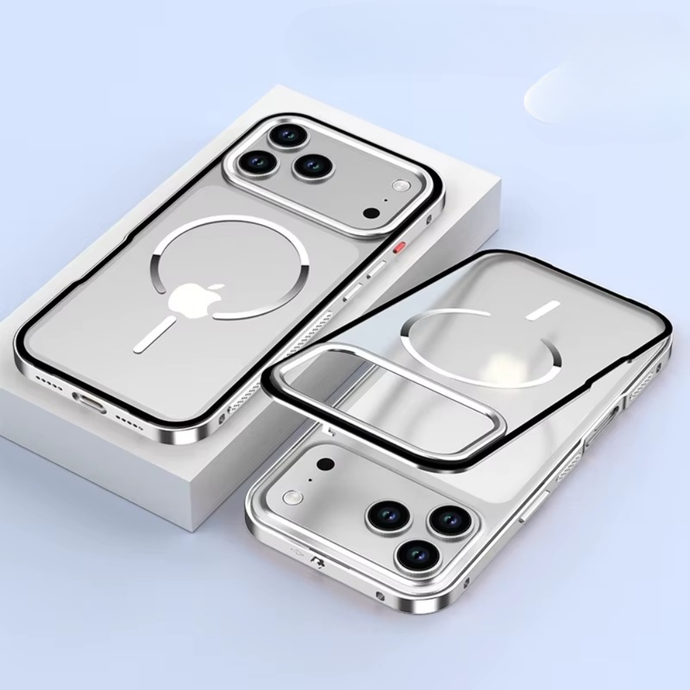 Premium iPhone Case MagSafe Compatible Magnetic Protective Cover Aluminum Alloy Frame Frosted Matte Back Raised Camera Lens Protection Slim Design