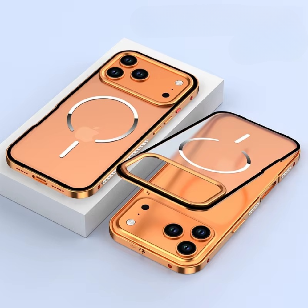 Premium iPhone Case MagSafe Compatible Magnetic Protective Cover Aluminum Alloy Frame Frosted Matte Back Raised Camera Lens Protection Slim Design