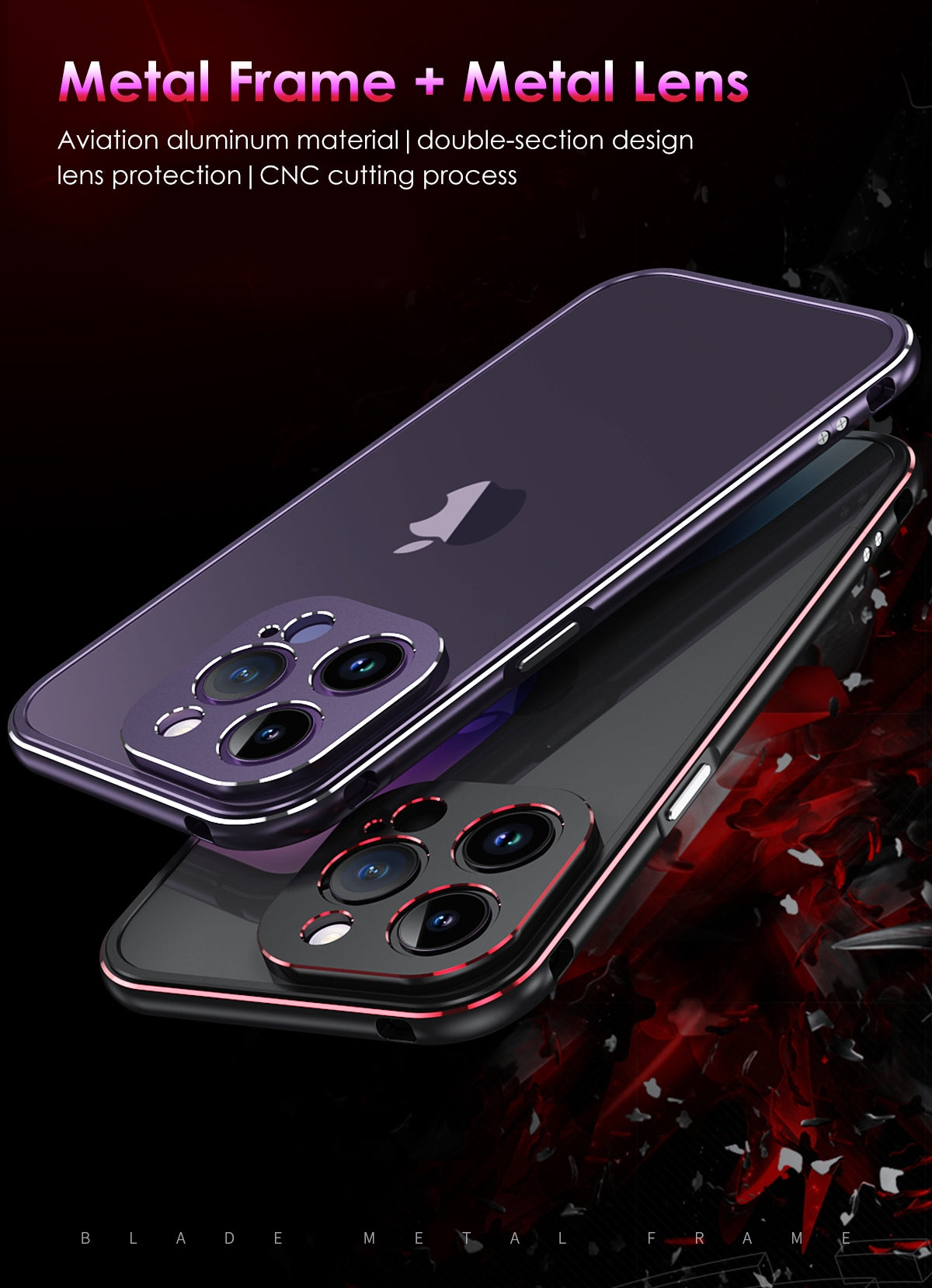 Premium iPhone Case MagSafe Compatible Magnetic Protective Cover Aluminum Bumper Metal Lens Frame Shockproof Slim Full Protection Camera Guard